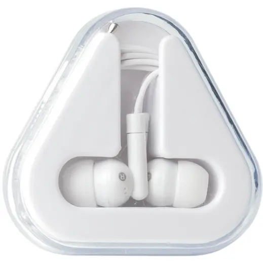 Earphones in Triangular Protective Case White